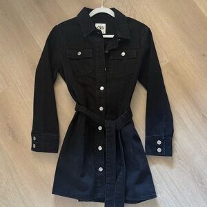 Women’s Zara Black Denim Button-Up Dress